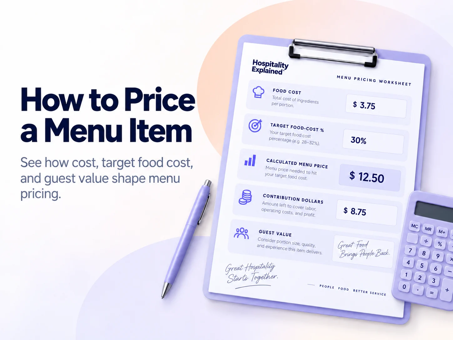 How to Price a Menu Item: Cost, Contribution, and Guest Value